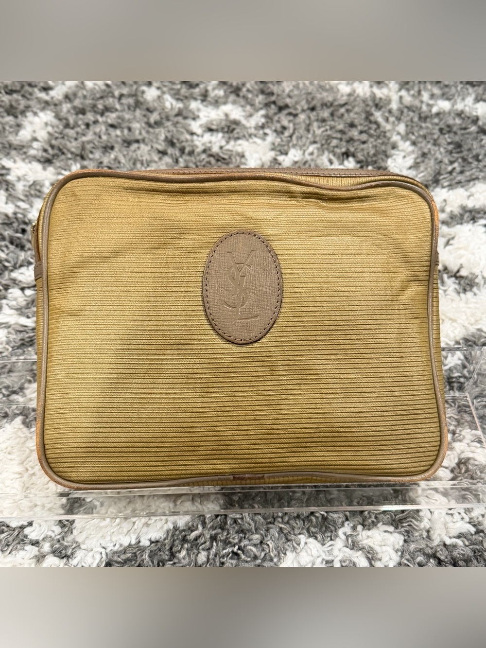 Preloved Authentic Vintage Yves Saint Laurent Ribbed Cosmetic Pouch Bag